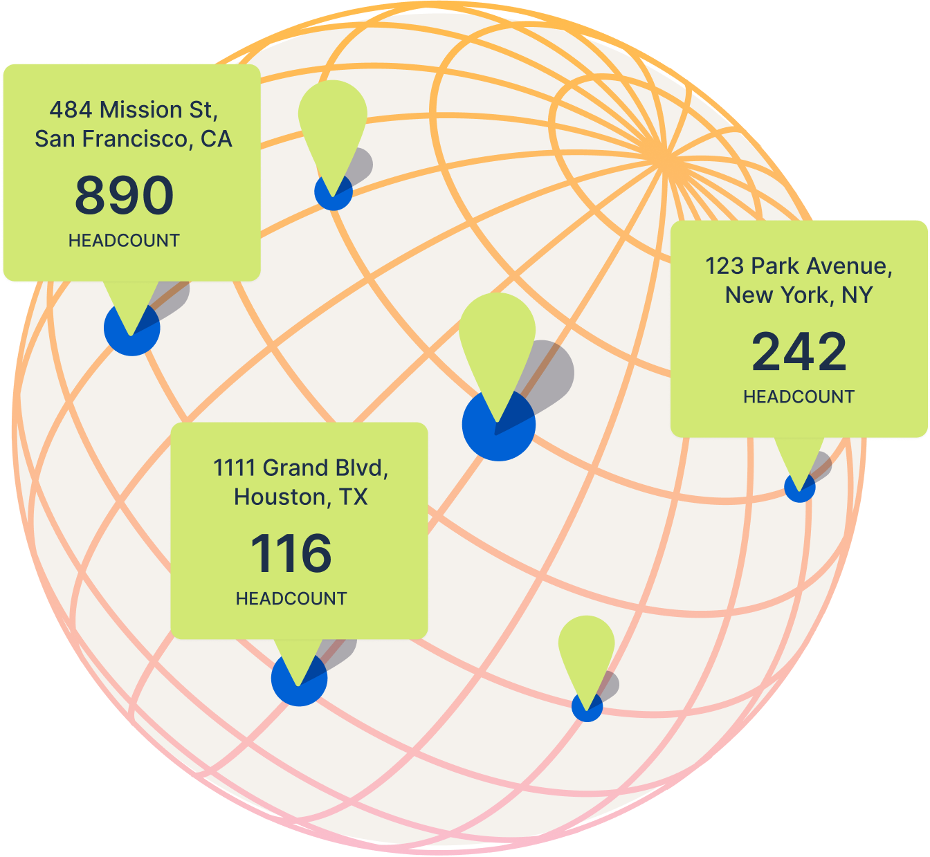 Globe with lease data for each address